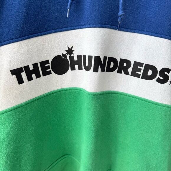 The Hundreds Pullover Colorblock Hoodie Logo Sweatshirt L - Picture 2 of 8